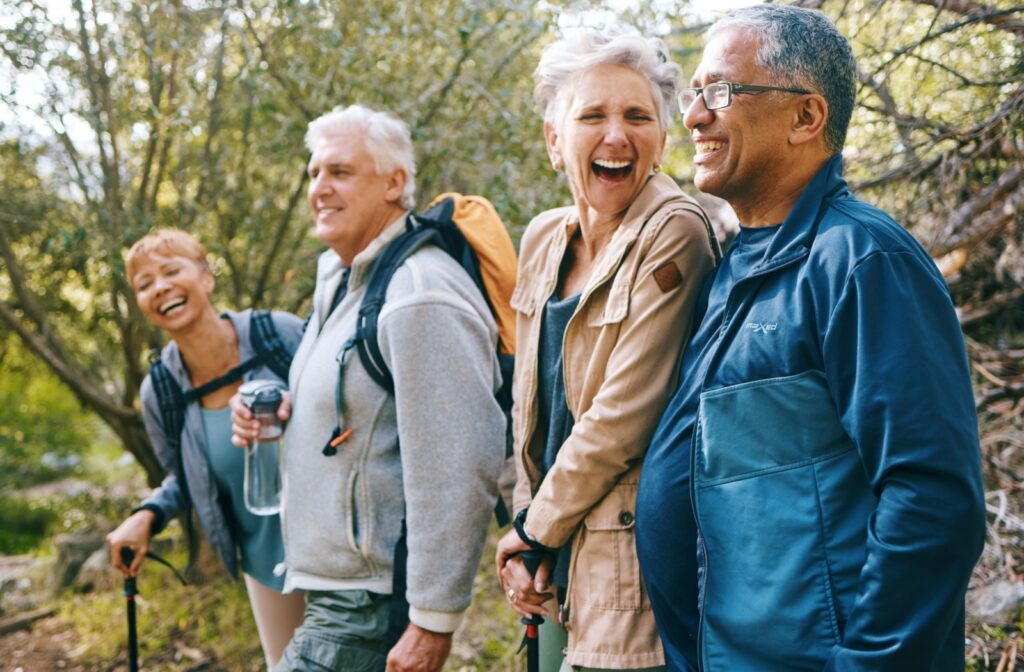 A group of mature adults on a nature hike